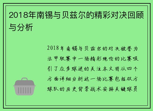 2018年南锡与贝兹尔的精彩对决回顾与分析