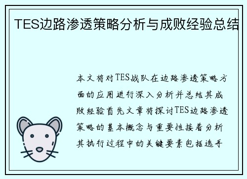 TES边路渗透策略分析与成败经验总结